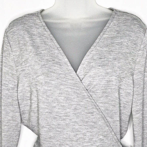 LOFT Pebble Grey Wrap Top - Picture 7 of 8